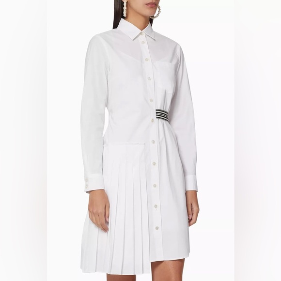 MARELLA Dresses & Skirts - Marella White Mastice Long Sleeve Belted Shirt Dress Size 6 / Small